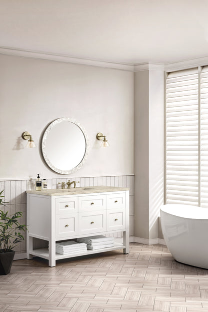 James Martin Vanities Breckenridge 48" Bright White Single Vanity With 3cm Tajnar Eclos Top