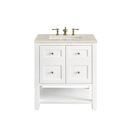 James Martin Vanities Breckenridge 30" Bright White Single Vanity With 3cm Siberian Silestone Top