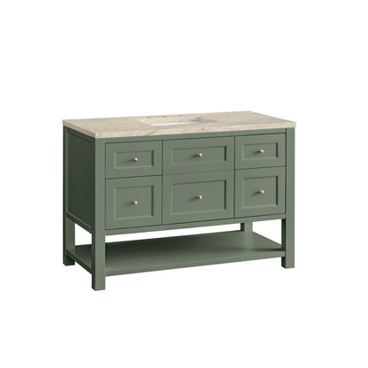 James Martin Vanities Breckenridge 48" Smokey Celadon Single Vanity With 3cm Tajnar Eclos Top