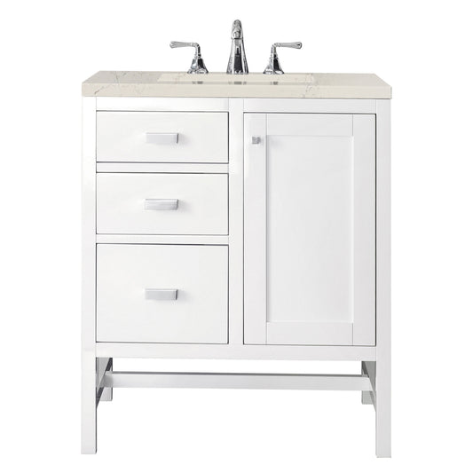 James Martin Vanities Addison 30" Glossy White Single Vanity With 3 CM Siberian Silestone Top