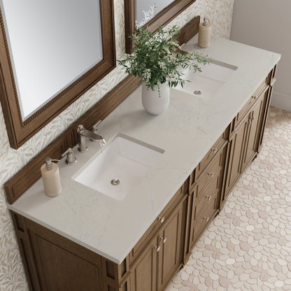 James Martin Vanities Bristol 72" Saddle Brown Double Vanity With 3 CM Siberian Silestone Top