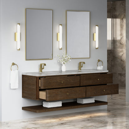James Martin Vanities Allamari 72" Sable Double Vanity With Single Hole 3 CM Victorian Silver Silestone Top