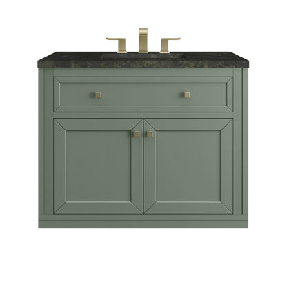 James Martin Vanities Chicago 36" Smokey Celadon Single Vanity With 3 CM Phantome Eclos Top