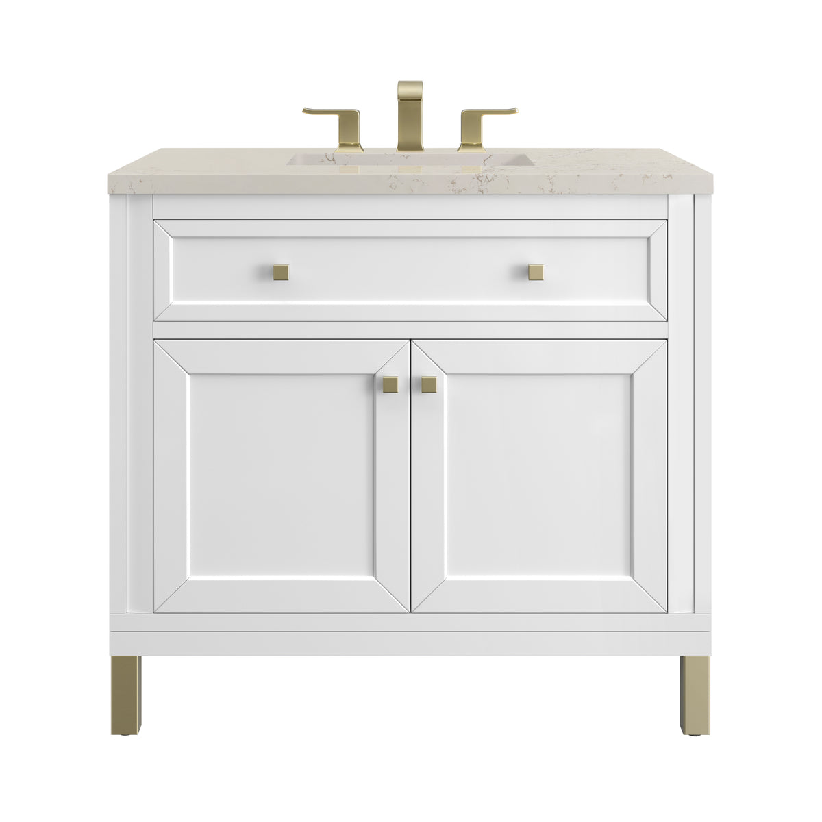 James Martin Vanities Chicago 36" Glossy White Single Vanity With 3 CM Siberian Silestone Top