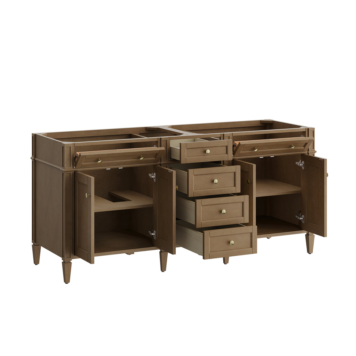 James Martin Vanities Brittany 72" Pecan Double Vanity With 3 CM Tajnar Eclos Top
