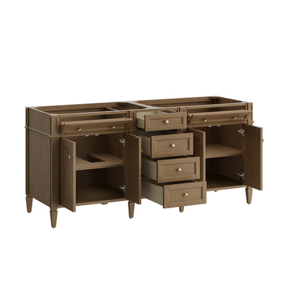 James Martin Vanities Brittany 72" Pecan Double Vanity With 3 CM Victorian Silver Silestone Top