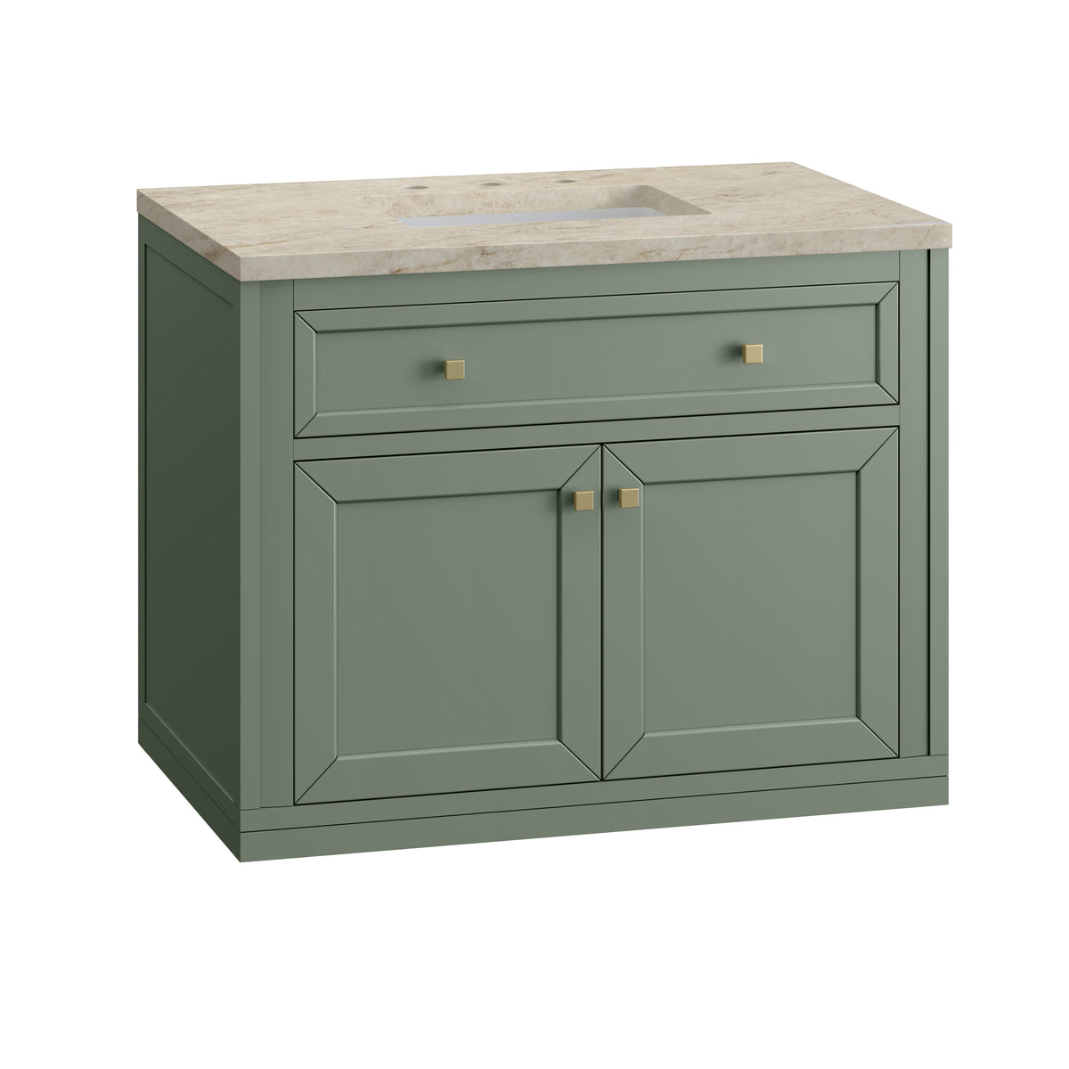 James Martin Vanities Chicago 36" Smokey Celadon Single Vanity With 3 CM Tajnar Eclos Top