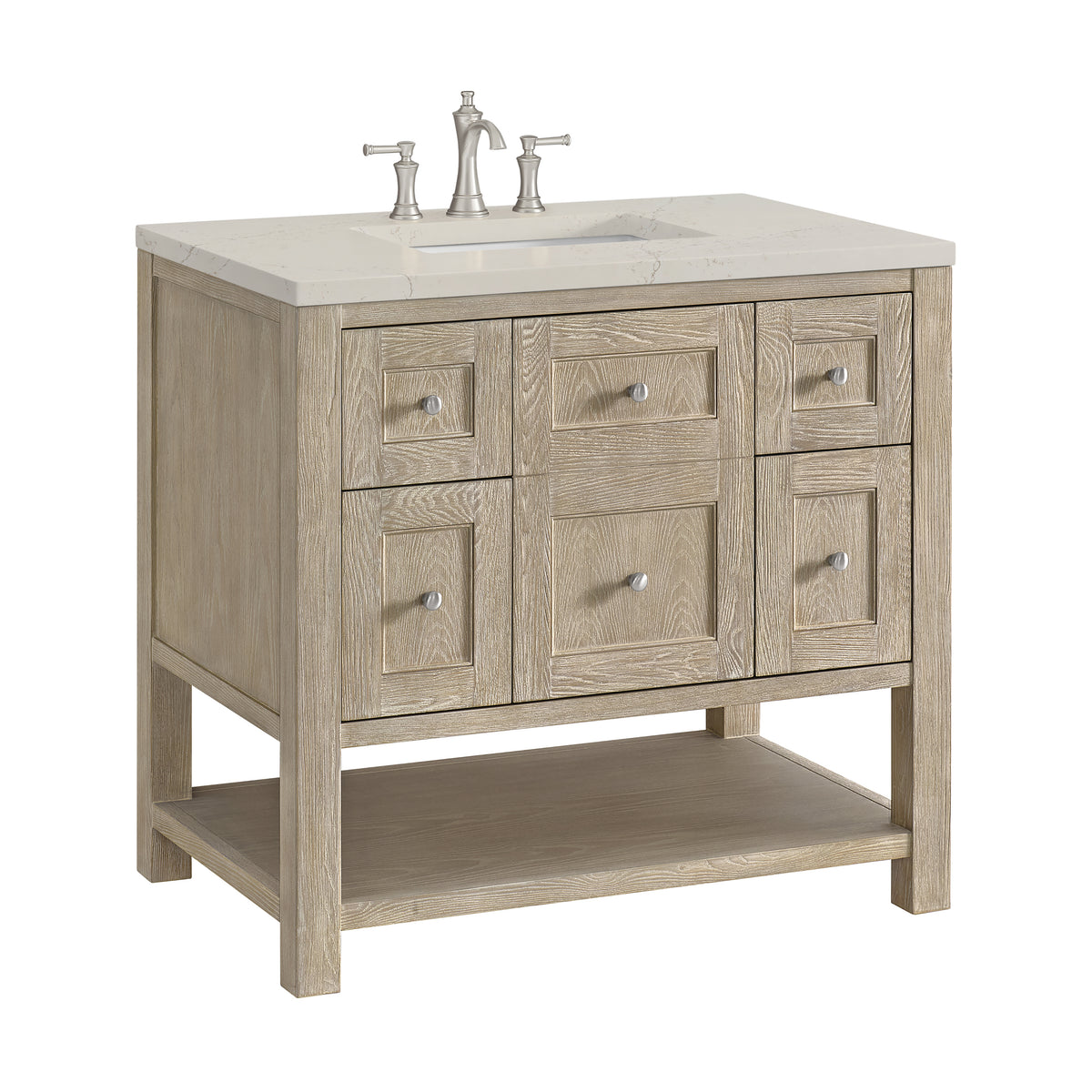 James Martin Vanities Breckenridge 36" Whitewashed Oak Single Vanity With 3cm Siberian Silestone Top