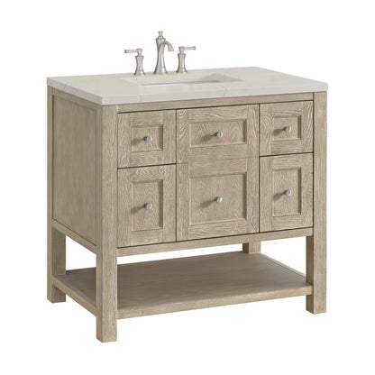 James Martin Vanities Breckenridge 36" Whitewashed Oak Single Vanity With 3cm Siberian Silestone Top