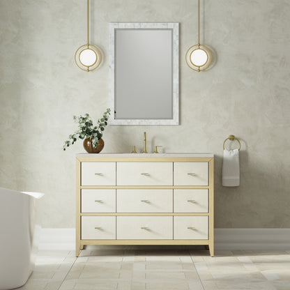 James Martin Vanities Celeste 48" Sunwashed Oak with Embossed Shagreen Single Vanity With 3 CM Siberian Silestone Top and FreePower Wireless Charger