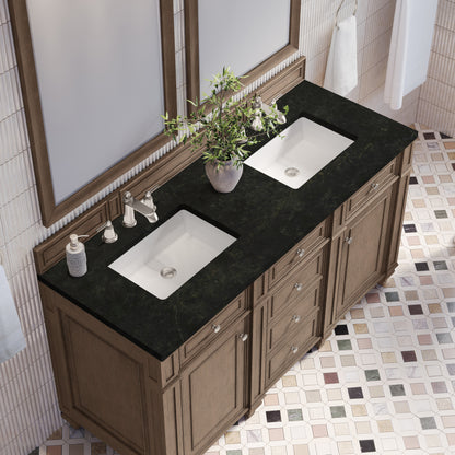 James Martin Vanities Bristol 60" Whitewashed Walnut Double Vanity With 3 CM Phantome Eclos Top