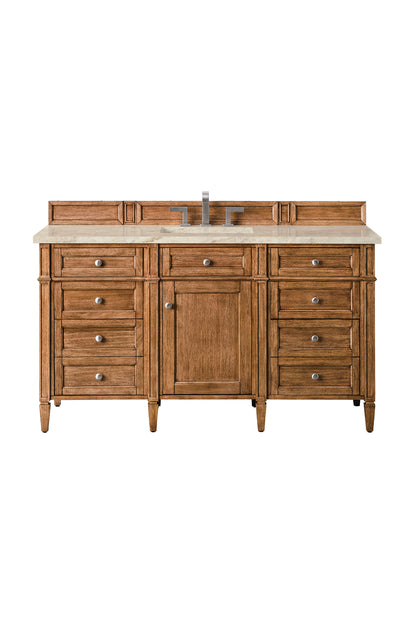 James Martin Vanities Brittany 60" Saddle Brown Single Vanity With 3 CM Tajnar Eclos Top