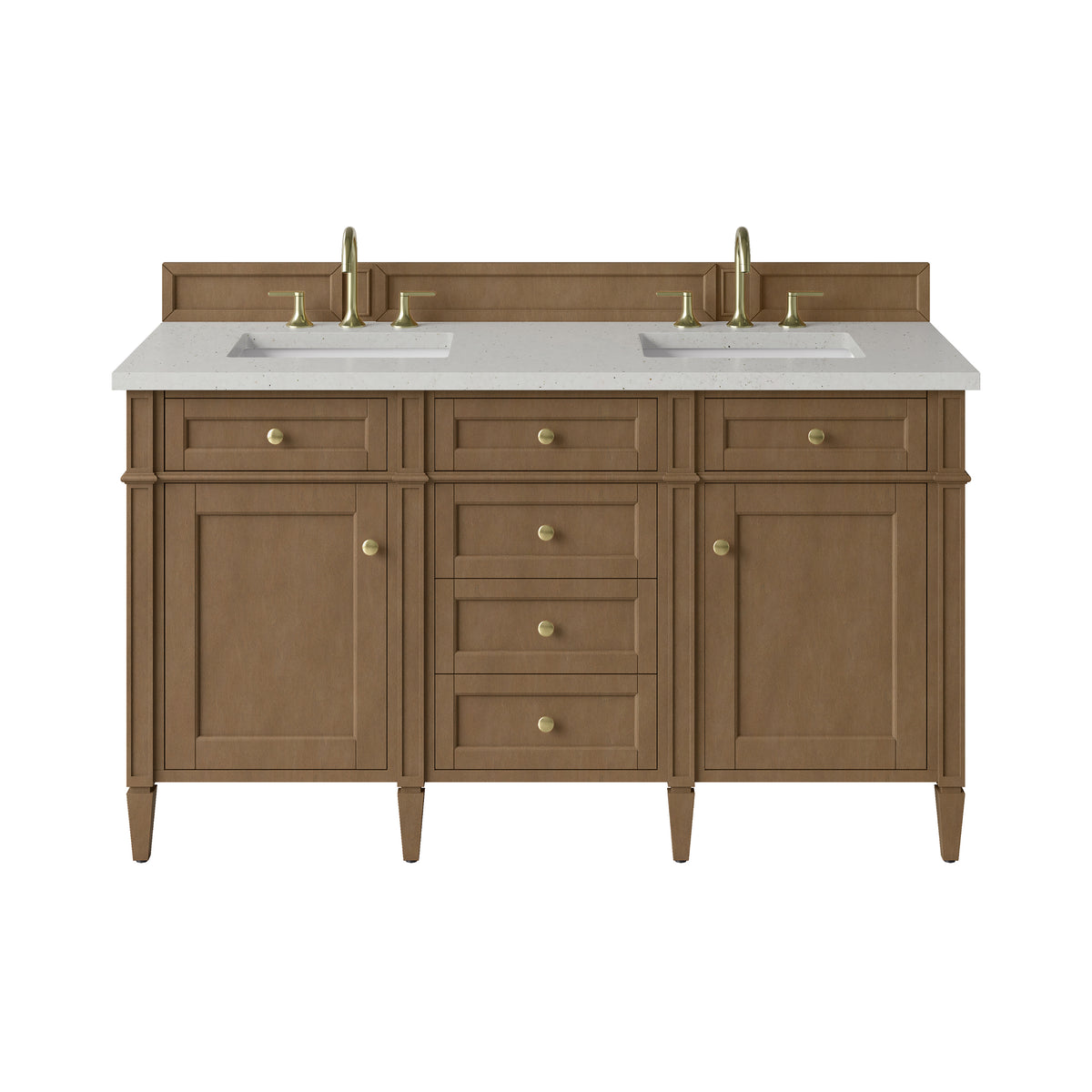 James Martin Vanities Brittany 60" Pecan Double Vanity With 3 CM Lime Delight Silestone Top