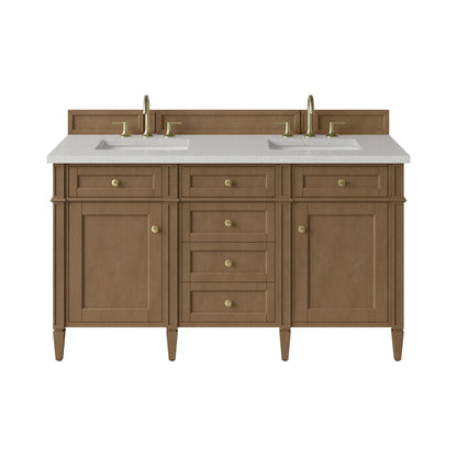 James Martin Vanities Brittany 60" Pecan Double Vanity With 3 CM Lime Delight Silestone Top