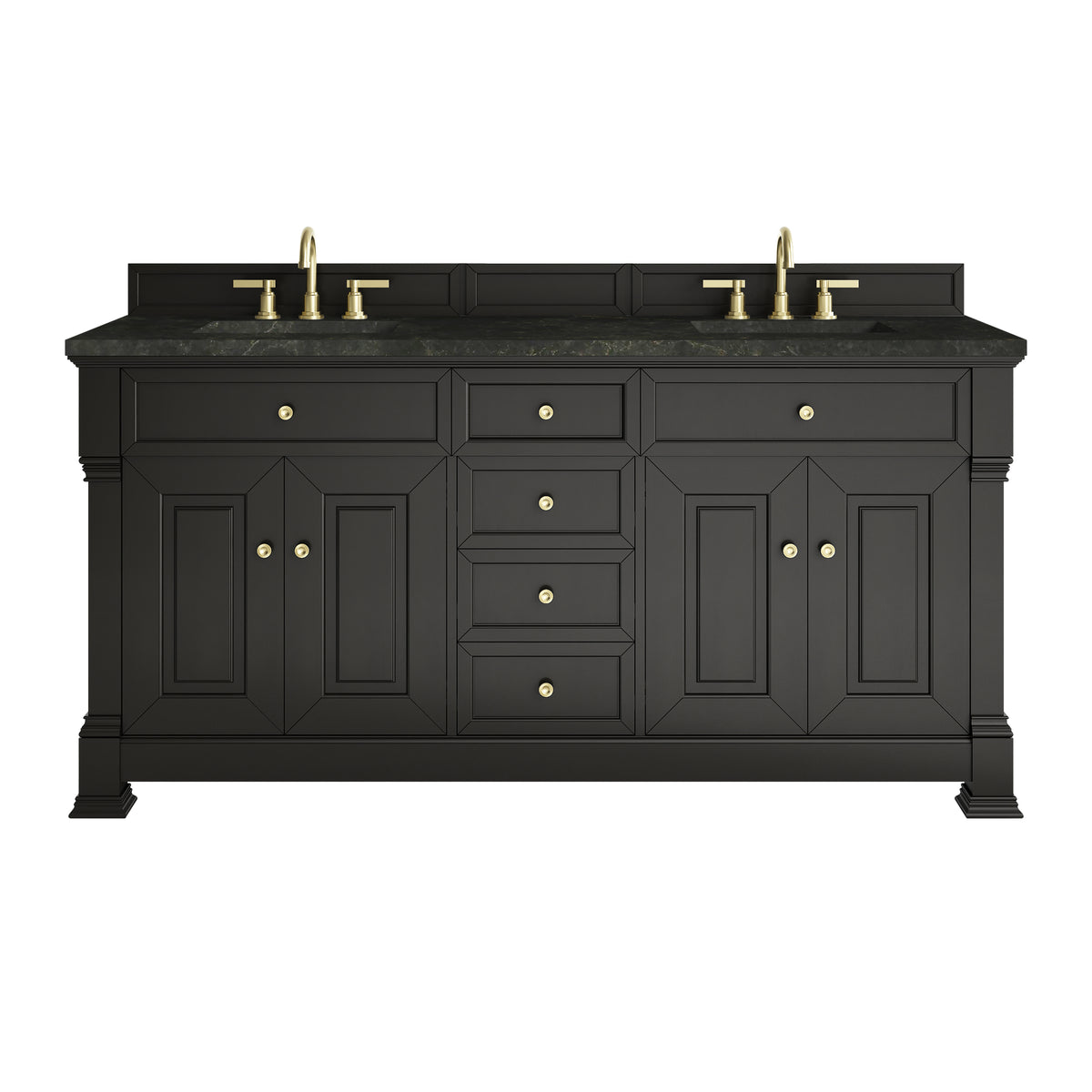James Martin Vanities Brookfield 72" Black Onyx Double Vanity With 3 CM Phantome Eclos Top