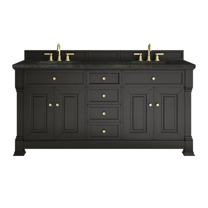 James Martin Vanities Brookfield 72" Black Onyx Double Vanity With 3 CM Phantome Eclos Top