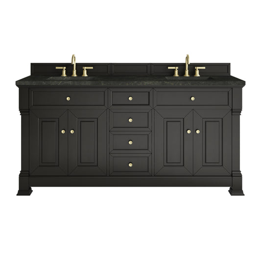 James Martin Vanities Brookfield 72" Black Onyx Double Vanity With 3 CM Phantome Eclos Top