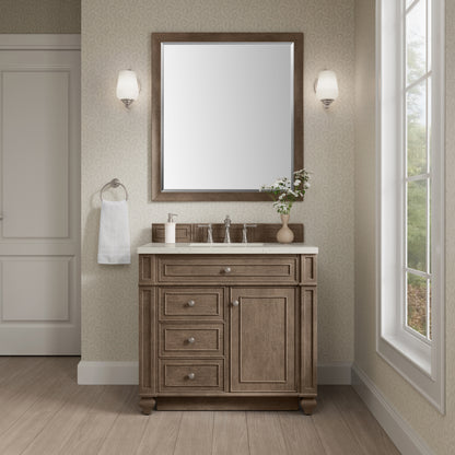 James Martin Vanities Bristol 36" Whitewashed Walnut Single Vanity With 3 CM Siberian Silestone Top