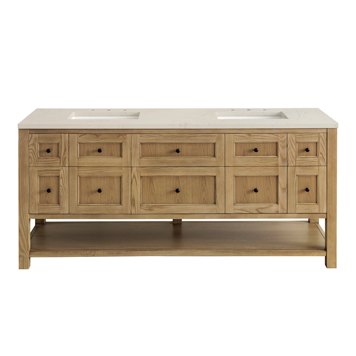 James Martin Vanities Breckenridge 72" Light Natural Oak Double Vanity With 3cm Siberian Silestone Top and FreePower Wireless Charger