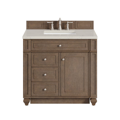 James Martin Vanities Bristol 36" Whitewashed Walnut Single Vanity With 3 CM Siberian Silestone Top
