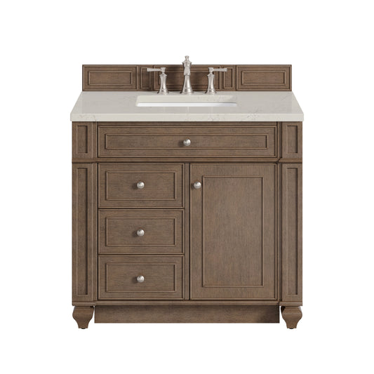 James Martin Vanities Bristol 36" Whitewashed Walnut Single Vanity With 3 CM Siberian Silestone Top
