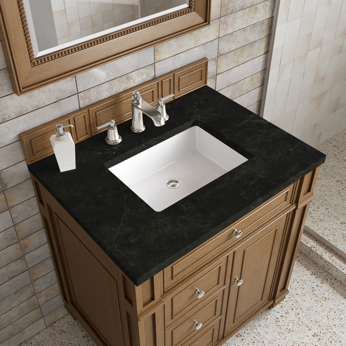 James Martin Vanities Bristol 30" Saddle Brown Single Vanity With 3 CM Phantome Eclos Top