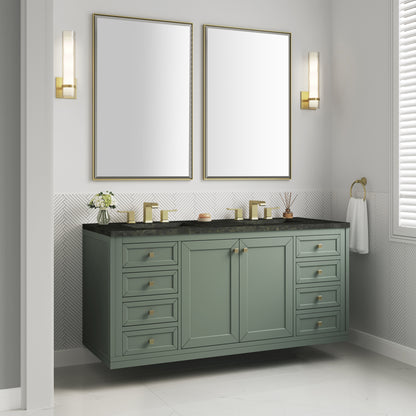 James Martin Vanities Chicago 60" Smokey Celadon Double Vanity With 3 CM Phantome Eclos Top