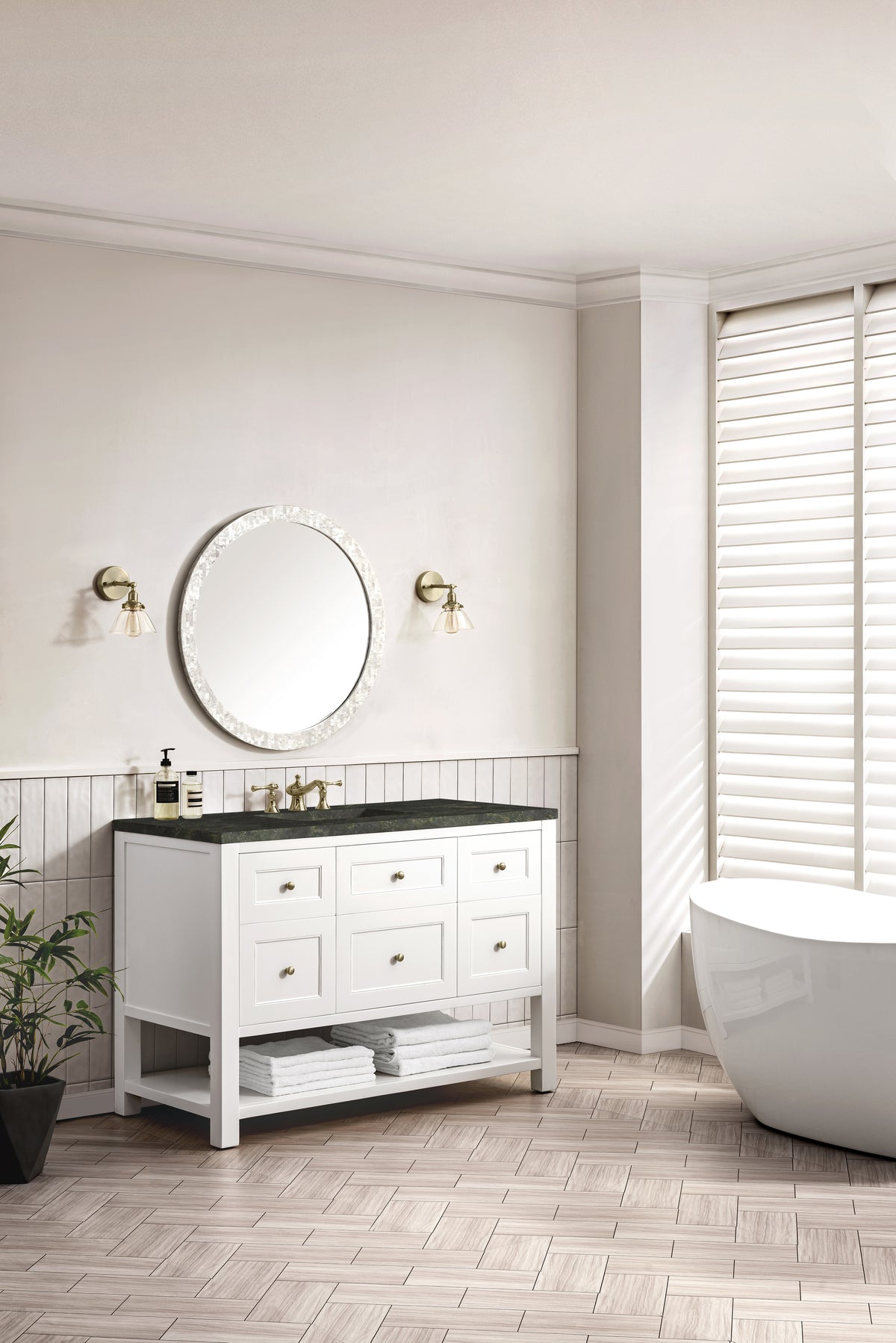 James Martin Vanities Breckenridge 48" Bright White Single Vanity With 3cm Phantome Eclos Top