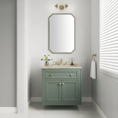James Martin Vanities Chicago 30" Smokey Celadon Single Vanity With 3 CM Tajnar Eclos Top