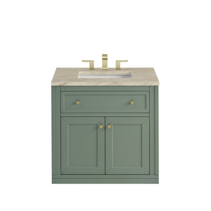 James Martin Vanities Chicago 30" Smokey Celadon Single Vanity With 3 CM Tajnar Eclos Top