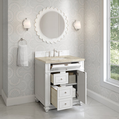 James Martin Vanities Bristol 30" Bright White Single Vanity With 3 CM Tajnar Eclos Top