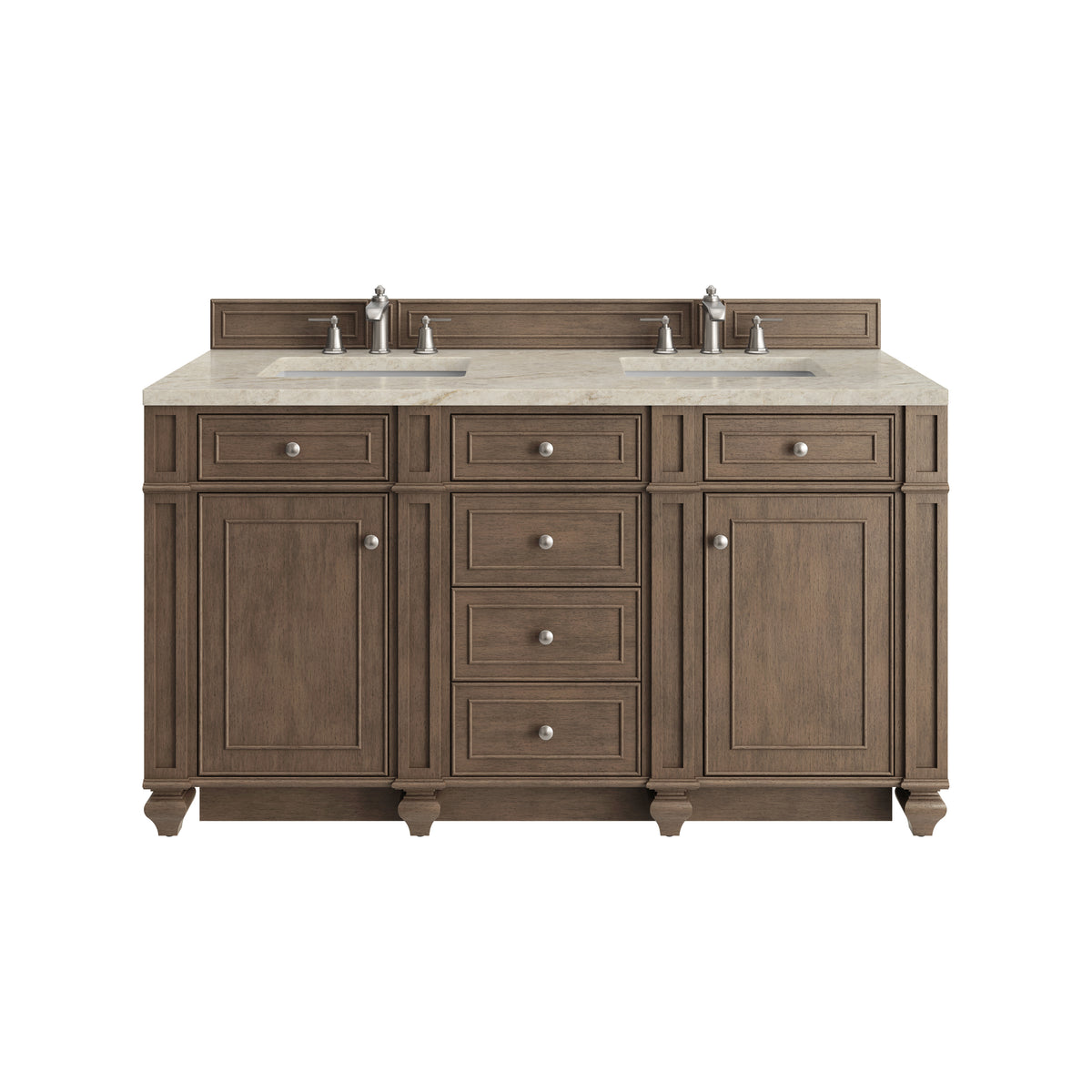 James Martin Vanities Bristol 60" Whitewashed Walnut Double Vanity With 3 CM Tajnar Eclos Top