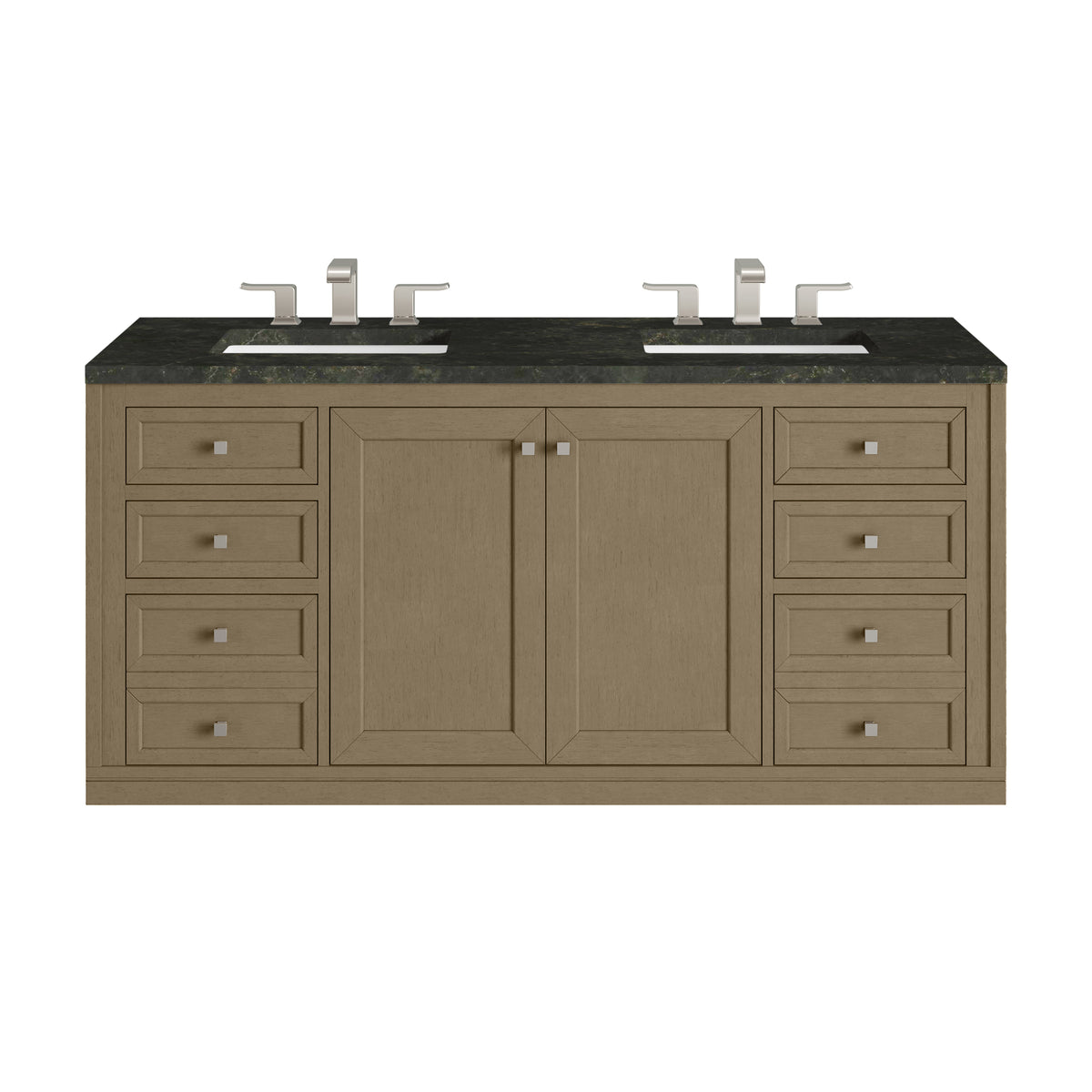 James Martin Vanities Chicago 60" Walnut Whisper Double Vanity With 3 CM Phantome Eclos Top