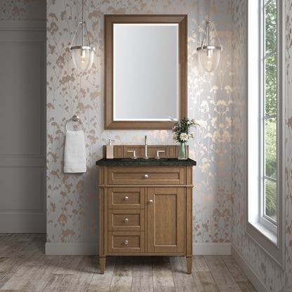 James Martin Vanities Brittany 30" Saddle Brown Single Vanity With 3 CM Phantome Eclos Top
