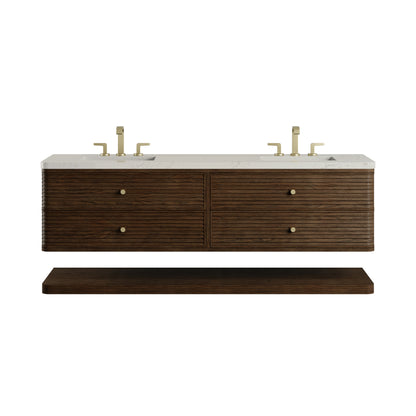 James Martin Vanities Allamari 72" Sable Double Vanity With 3 CM Siberian Silestone Top