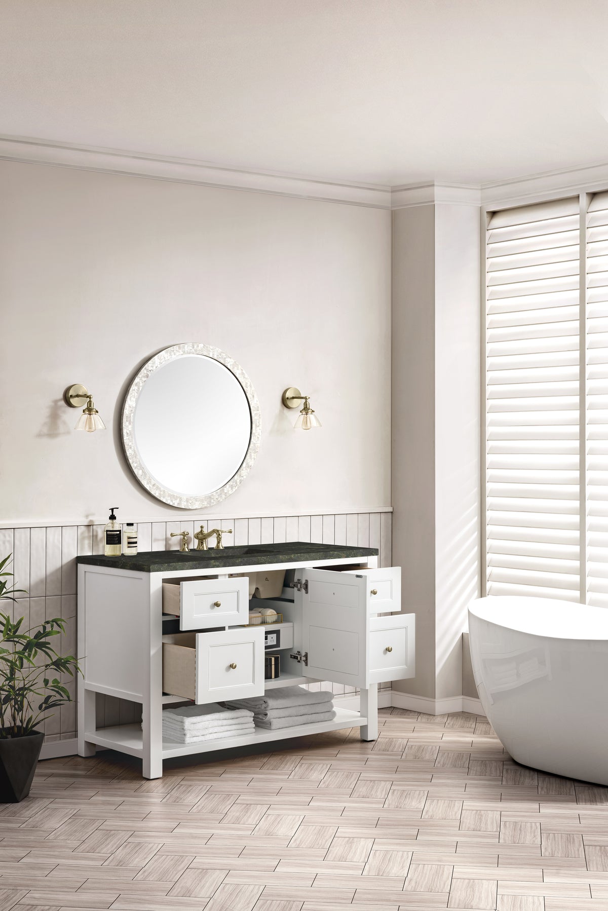 James Martin Vanities Breckenridge 48" Bright White Single Vanity With 3cm Phantome Eclos Top