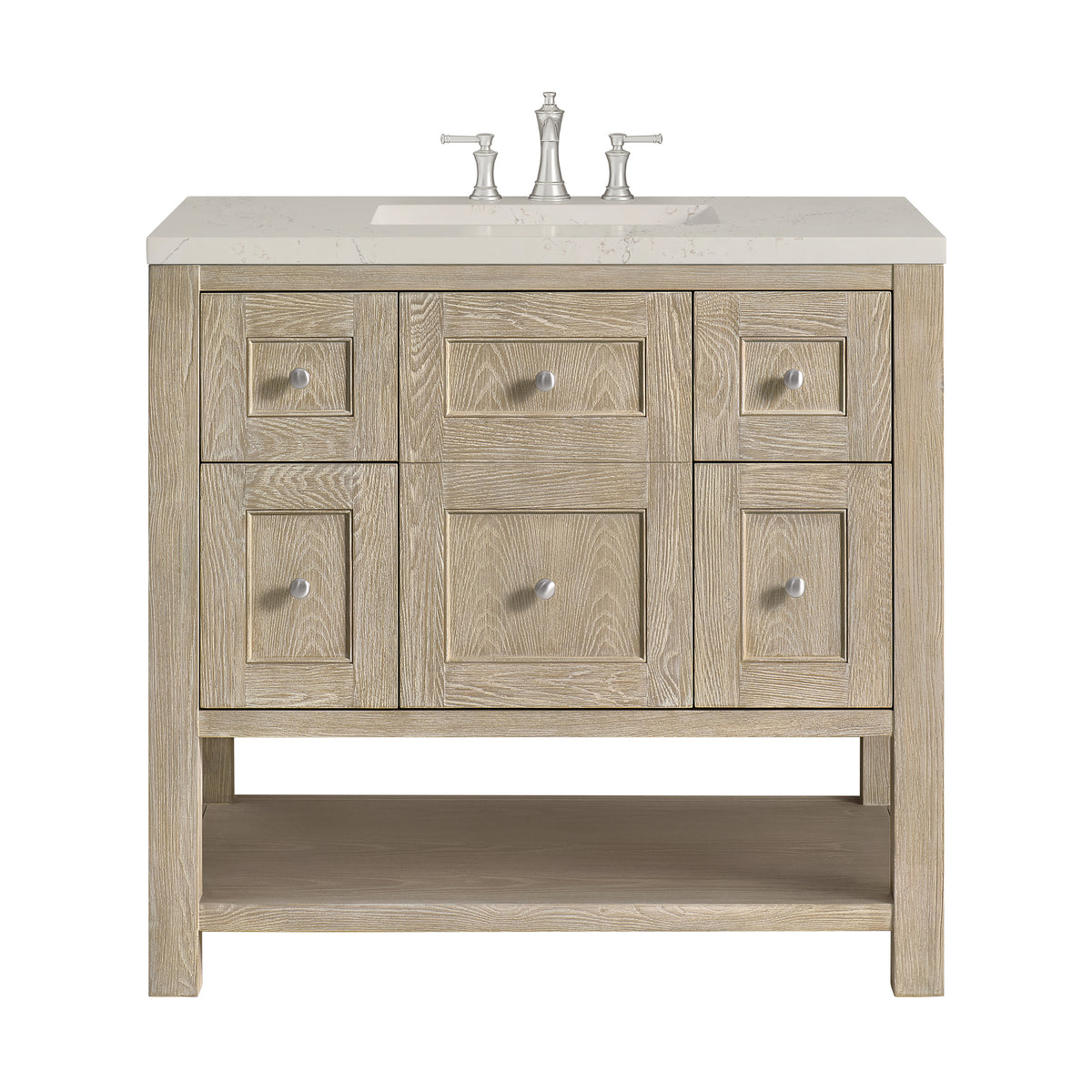 James Martin Vanities Breckenridge 36" Whitewashed Oak Single Vanity With 3cm Siberian Silestone Top