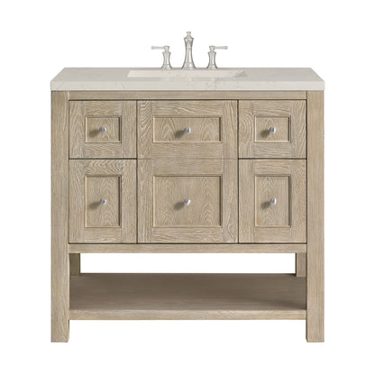 James Martin Vanities Breckenridge 36" Whitewashed Oak Single Vanity With 3cm Siberian Silestone Top