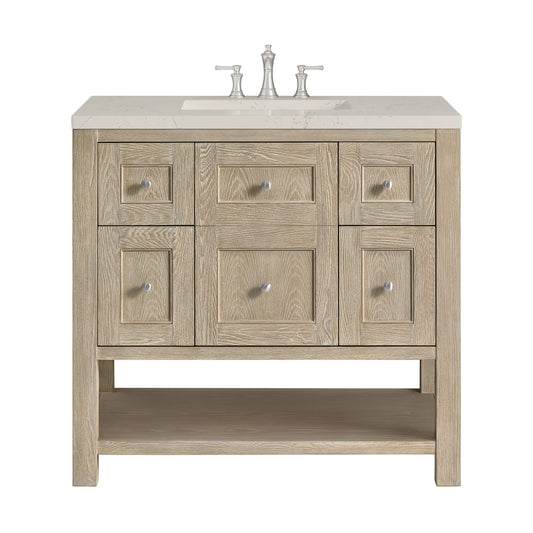 James Martin Vanities Breckenridge 36" Whitewashed Oak Single Vanity With 3cm Siberian Silestone Top
