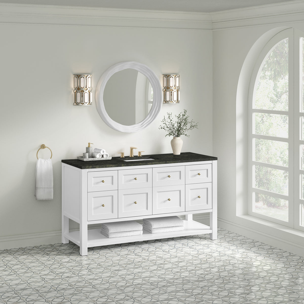 James Martin Vanities Breckenridge 60" Bright White Single Vanity With 3cm Phantome Eclos Top