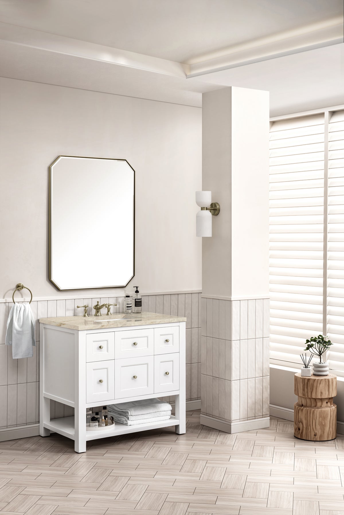 James Martin Vanities Breckenridge 36" Bright White Single Vanity With 3cm Tajnar Eclos Top