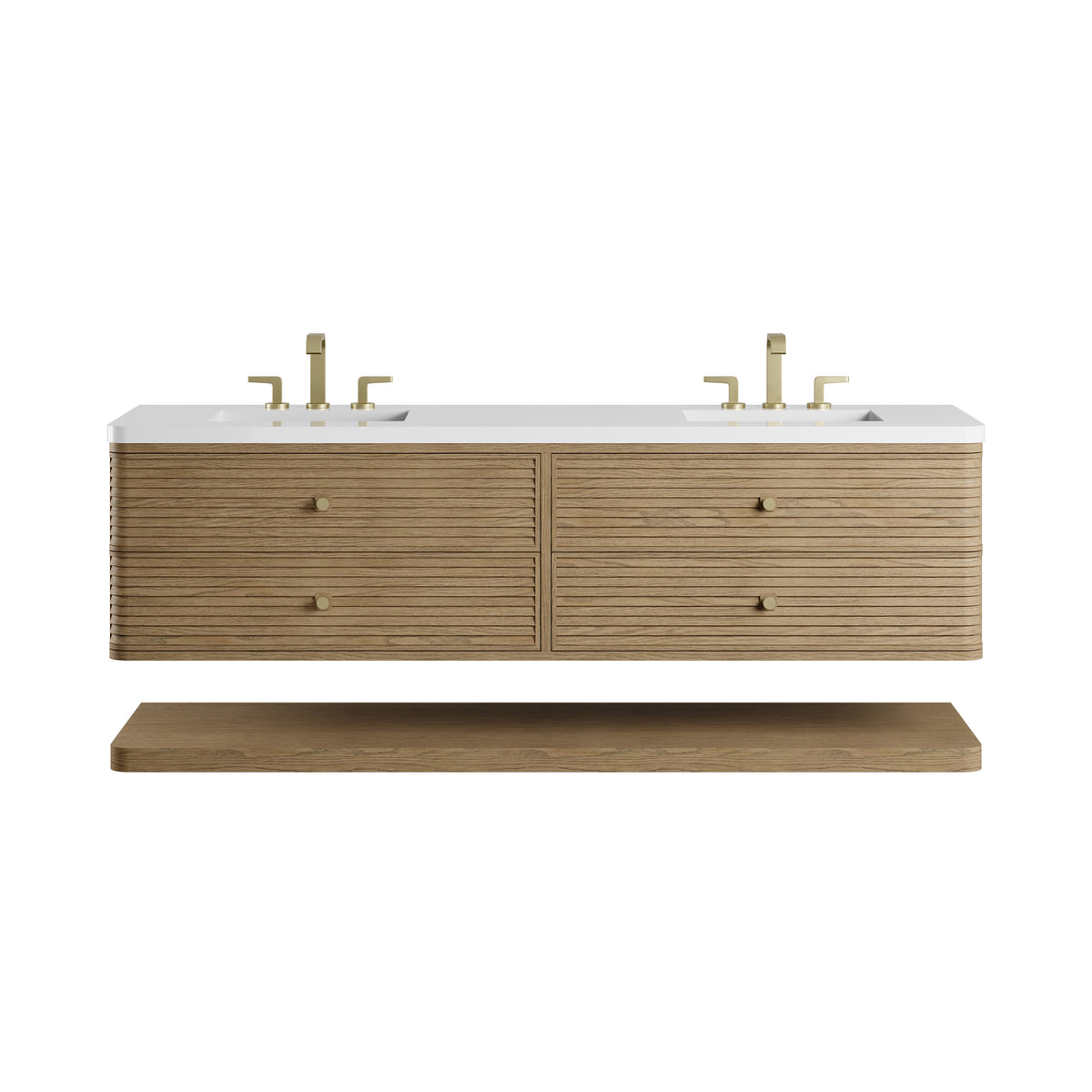 James Martin Vanities Allamari 72" Dune Mist Double Vanity With 3 CM White Zeus Silestone Top