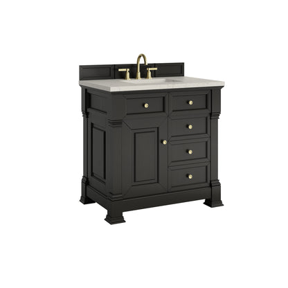 James Martin Vanities Brookfield 36" Black Onyx Single Vanity With 3 CM Siberian Silestone Top