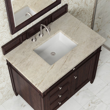 James Martin Vanities Brittany 36" Burnished Mahogany Single Vanity With 3 CM Tajnar Eclos Top