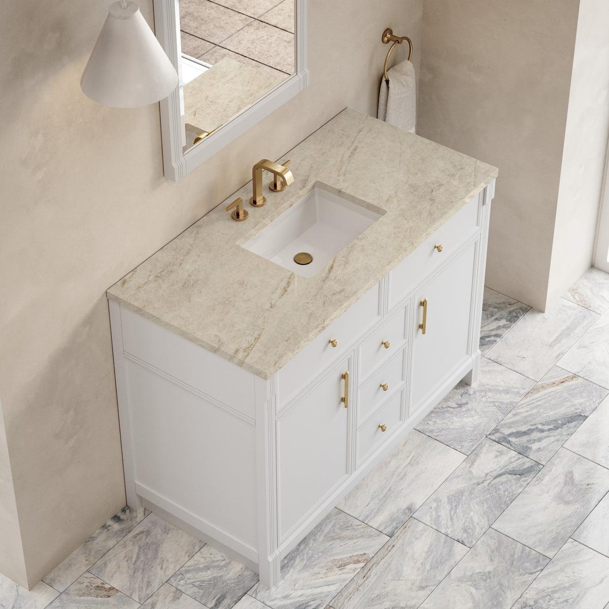 James Martin Vanities Bellshire 48" Bright White Single Vanity With 3 CM Tajnar Eclos Top