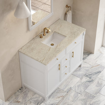 James Martin Vanities Bellshire 48" Bright White Single Vanity With 3 CM Tajnar Eclos Top