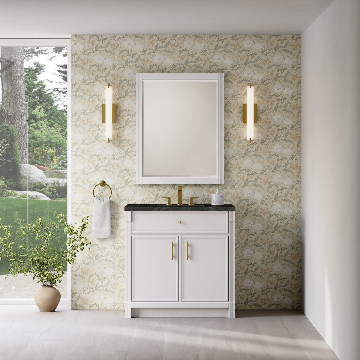 James Martin Vanities Bellshire 36" Bright White Single Vanity With 3 CM Phantome Eclos Top