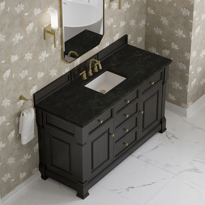 James Martin Vanities Brookfield 60" Black Onyx Single Vanity With 3 CM Phantome Eclos Top