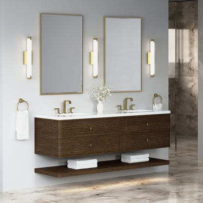 James Martin Vanities Allamari 72" Sable Double Vanity With 3 CM White Zeus Silestone Top