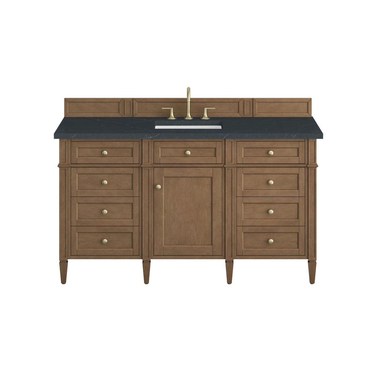 James Martin Vanities Brittany 60" Pecan Single Vanity With 3 CM Charcoal Soapstone Silestone Top
